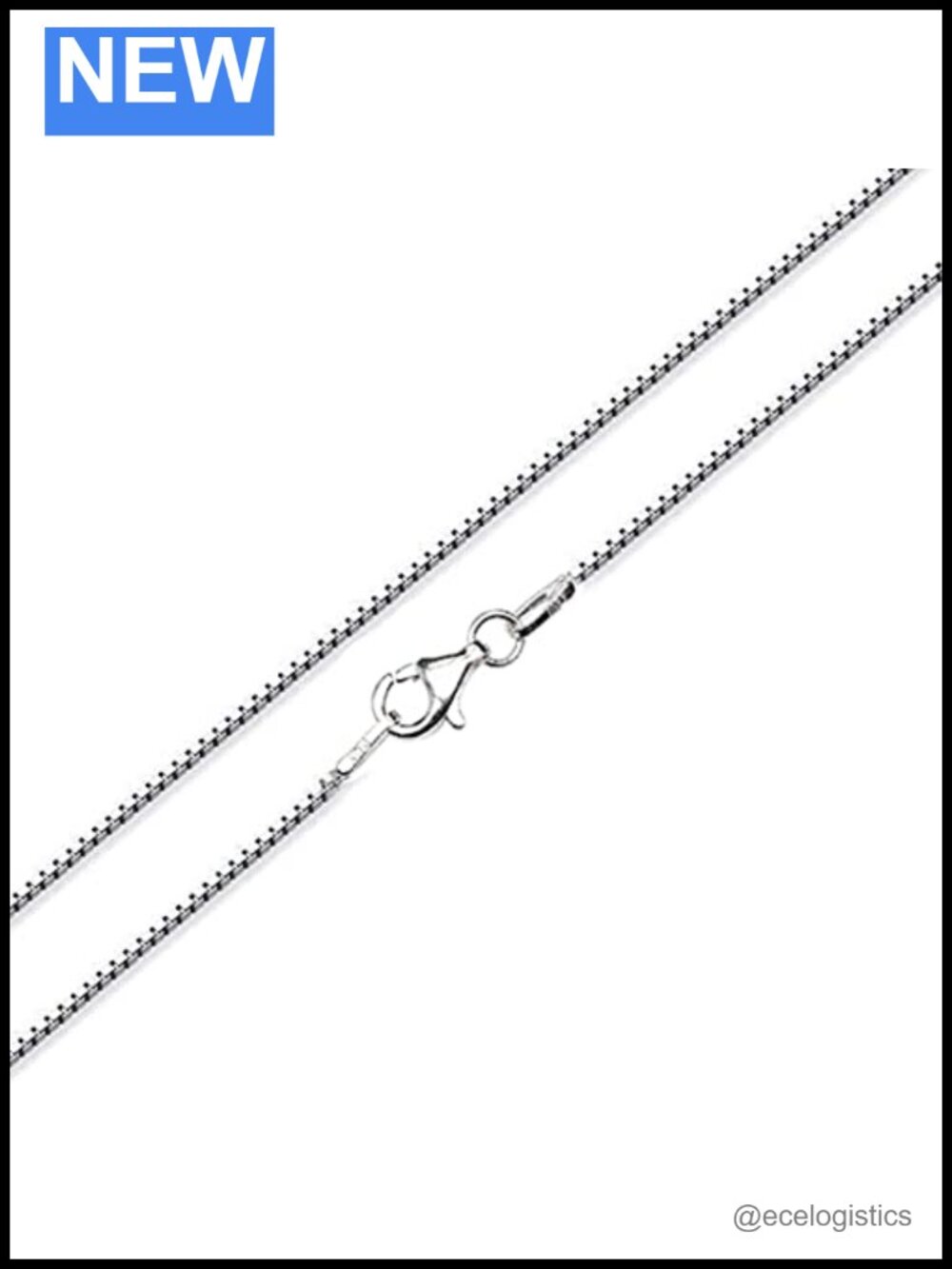 925 Sterling Silver 1.6mm Box Chain Necklace, 16" to 26" Length